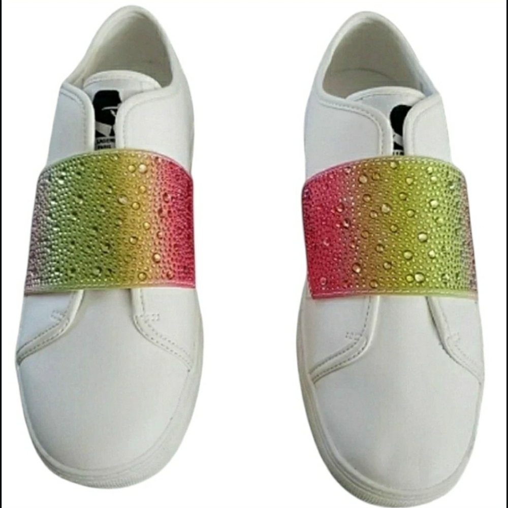 Rainbow Pride Lagerfeld Sneakers Leather 9.5 Bling Sparkling Colorful New - Picture 4 of 6